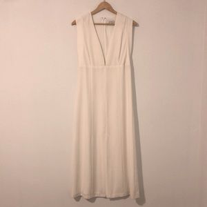 Babaton white/off white midi dress with slit in front